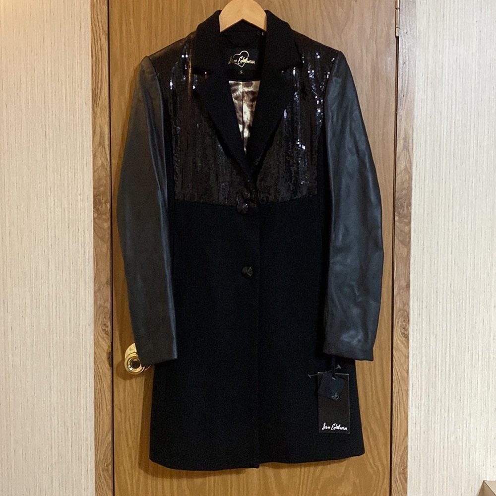 SOLD Sam Edelman Women’s Sequin Black Coat Size Small - Picture 2 of 13